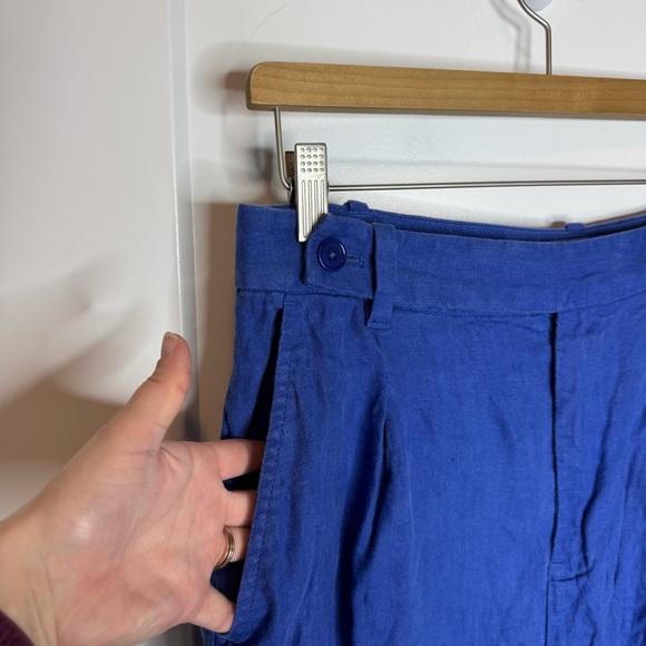 Madewell Harlow Wide Leg Fit Pants 100% Linen Blue High Rise Size 10 - Picture 3 of 7